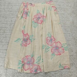 VTG Hawaiian Midi Skirt Womens Coastal Grandma Soft Girl Pastel‎ Cruise Straight